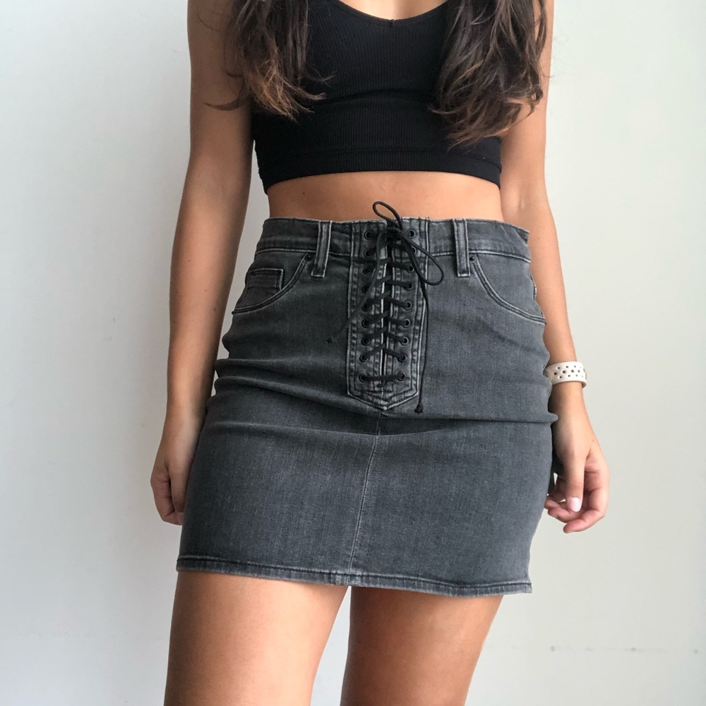 NWT Hudson Jeans Bullocks High Rise Lace-Up Skirt - Picture 6 of 8